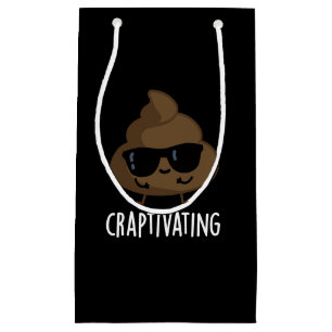 Craptivating Funny Cool Poop Pun Dark BG Small Gift Bag