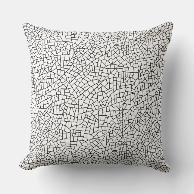 Craquelure Pattern - Black on White Cushion (Front)