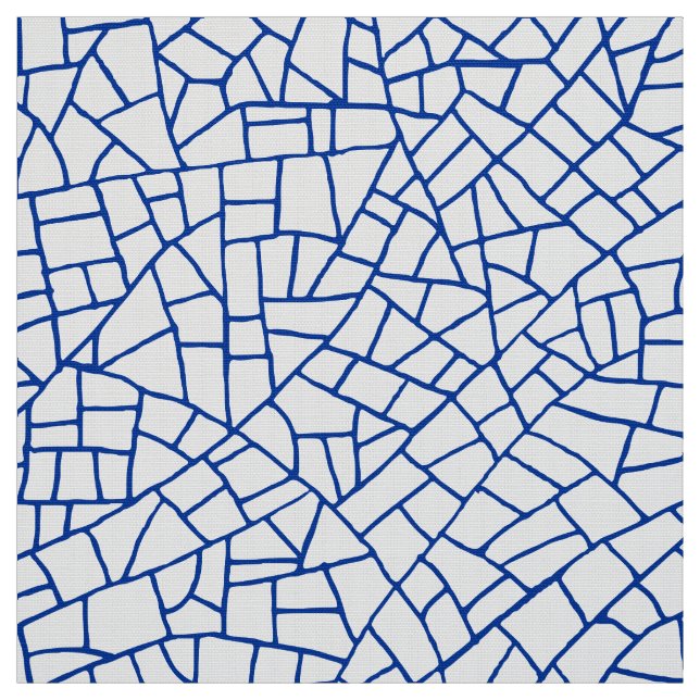 Craquelure Pattern - Navy Blue on White Fabric (Swatch)