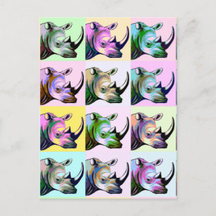 Crash of Rhinos Pop Art Postcard