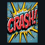 CRASH! Shattered Pop Art Explosion Poster<br><div class="desc">Bring the explosive energy of a classic comic book panel to your wall with this dynamic "CRASH!" pop art poster. This unique artwork captures a moment of pure impact, featuring shattered, fractured lettering surrounded by flying glass shards, motion lines, and a vibrant starburst. With its bold colours, retro halftone dots,...</div>