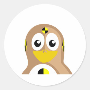 Crash Test Dummy Penguin Classic Round Sticker