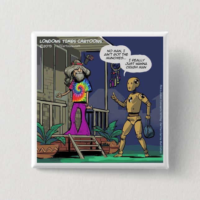 Crash Test Hippie Funny 15 Cm Square Badge (Front)