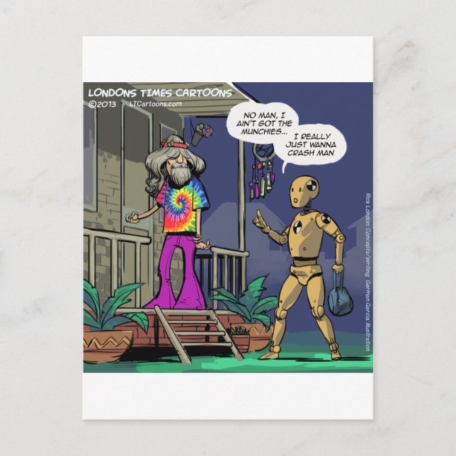 Crash Test Hippie Funny Postcard (Front)