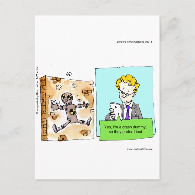 Crash Text Dummy Funny Postcard (Front)