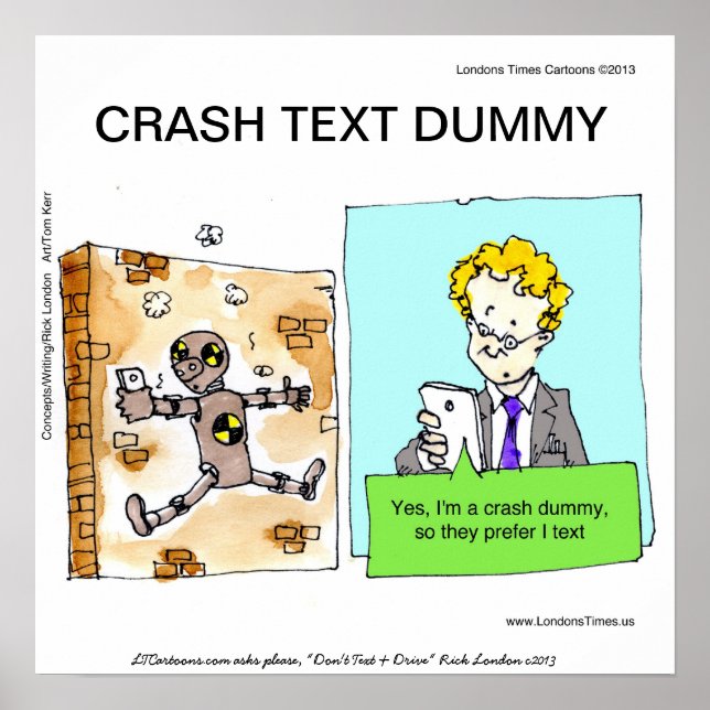 Crash Text Dummy Funny Poster (Front)
