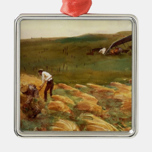 Crashed Aeroplane (by John Singer Sargent) Metal Ornament (Front)