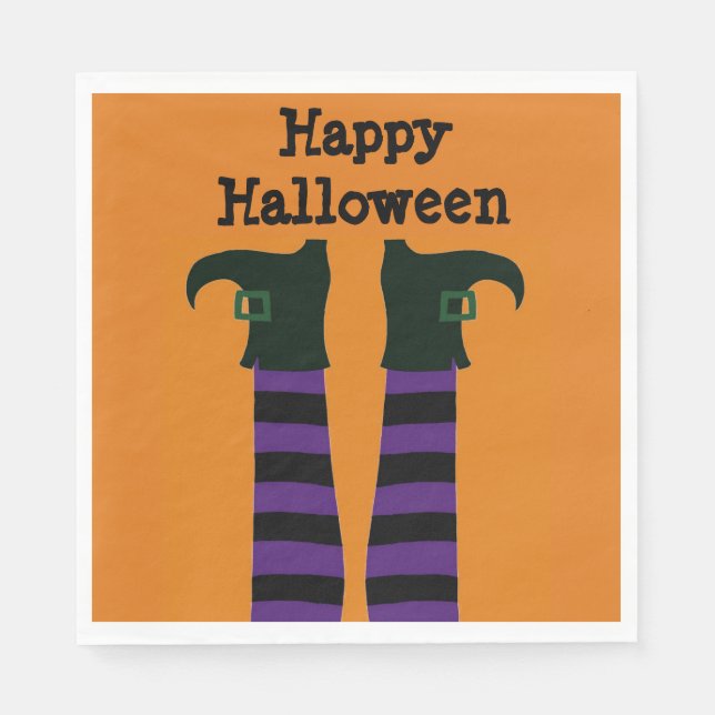Crashed Witch Halloween Party Paper Napkins (Front)