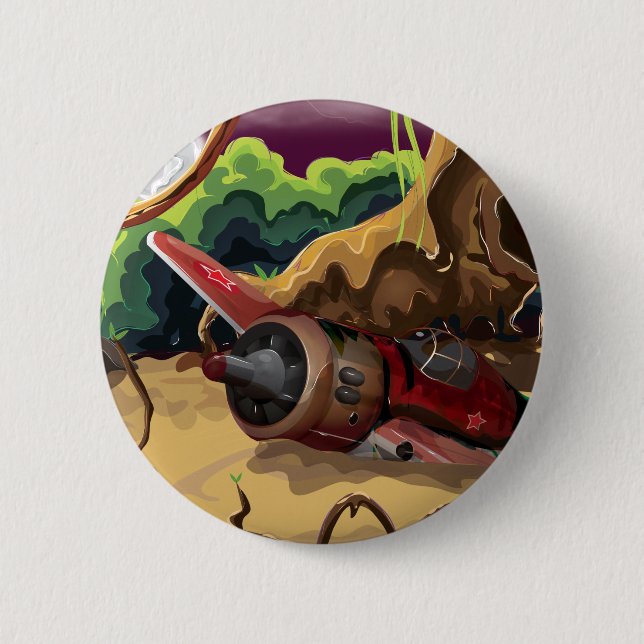 Crashed World War Fighter Aircraft 6 Cm Round Badge (Front)