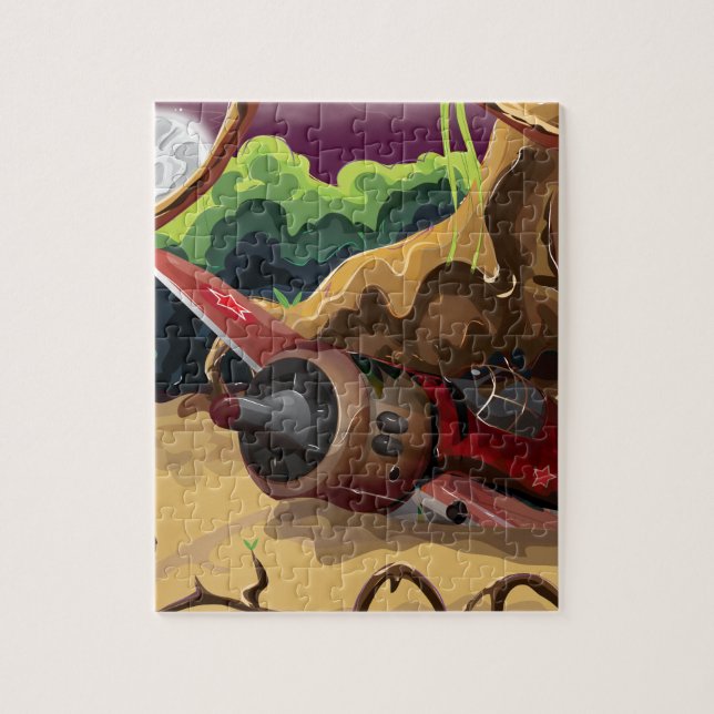 Crashed World War Fighter Aircraft Jigsaw Puzzle (Vertical)