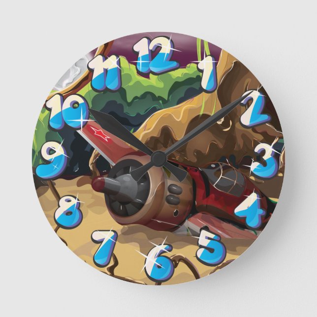 Crashed World War Fighter Aircraft Round Clock (Front)