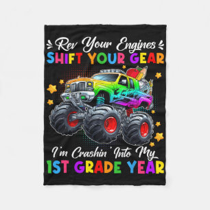 Crashin' Into My 1st Grade Monster Truck First Day Fleece Blanket