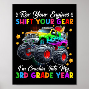 Crashin' Into My 3rd Grade Monster Truck First Day Poster
