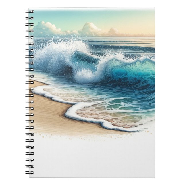 Crashing Ocean Waves Rustic Coastal Beach  Notebook (Front)