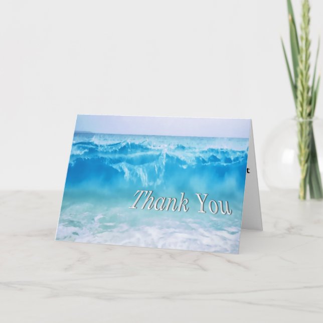 Crashing Of Waves On Beach Thank You Card (Front)