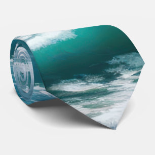 Crashing Turquoise Ocean Waves Tie