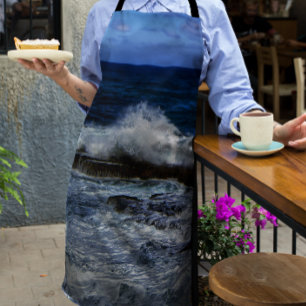Crashing Wave On Rock Formation Print Apron