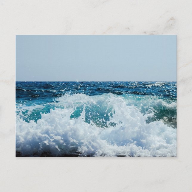 Crashing Wave Sea Surf Beach Water Fantastic Blue Postcard (Front)