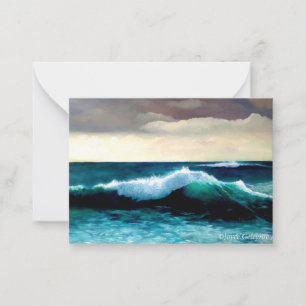 Crashing Wave, Seascape Painting, Cresting Wave Card