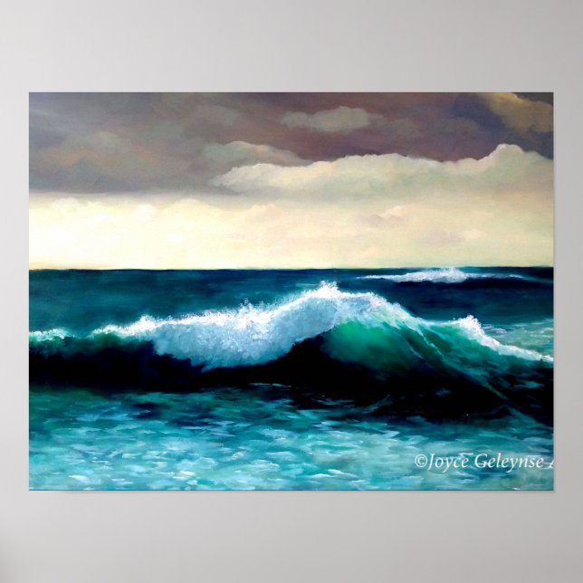 Crashing Wave, Seascape Painting, Cresting Wave Poster (Front)