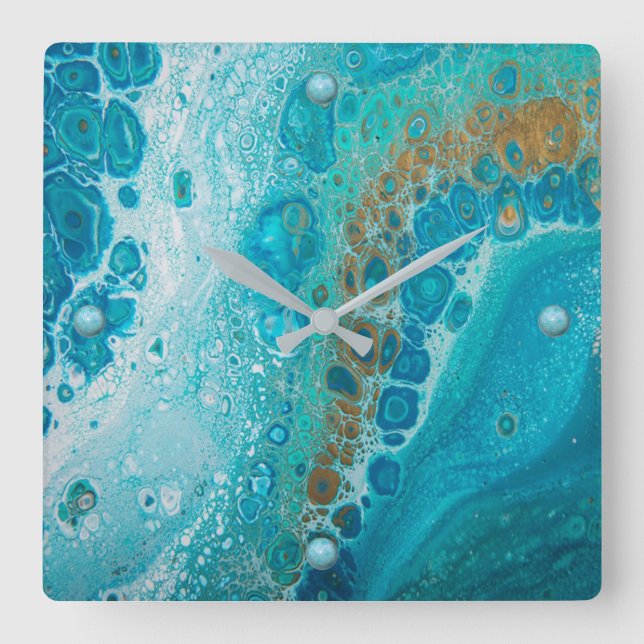 Crashing Wave Square Wall Clock (Front)