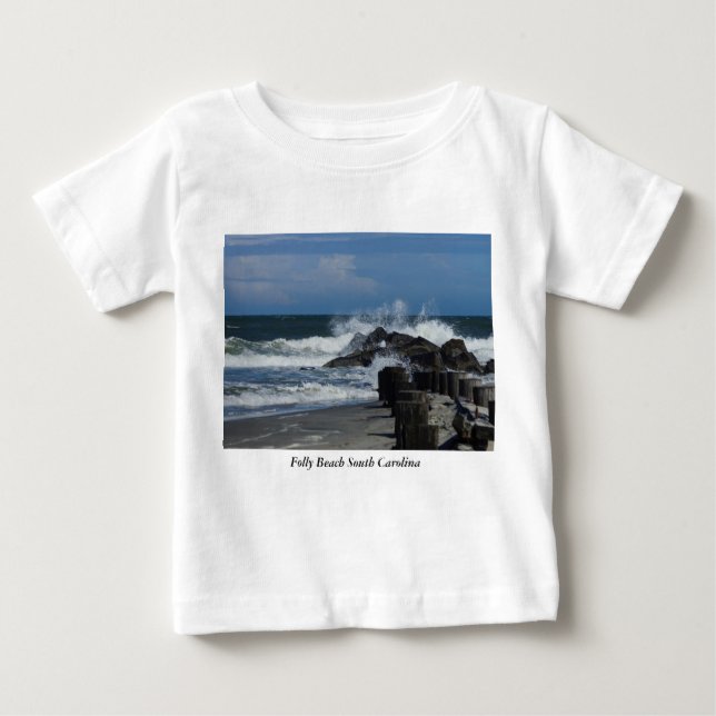 Crashing Waves At Folly Baby T-Shirt (Front)