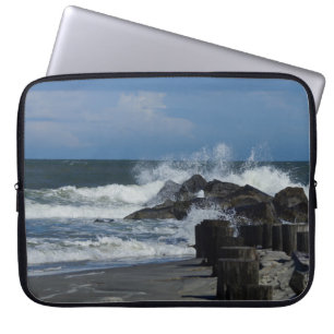 Crashing Waves At Folly Laptop Sleeve