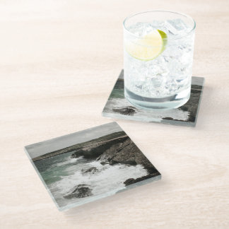 Crashing Waves Coastal Photo Glass Coaster