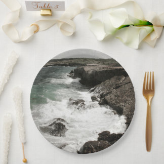 Crashing Waves Coastal Photo Paper Plate
