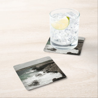 Crashing Waves Coastal Photo  Square Paper Coaster