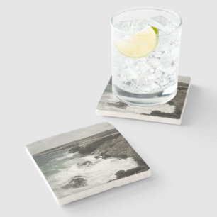 Crashing Waves Coastal Photo Stone Coaster