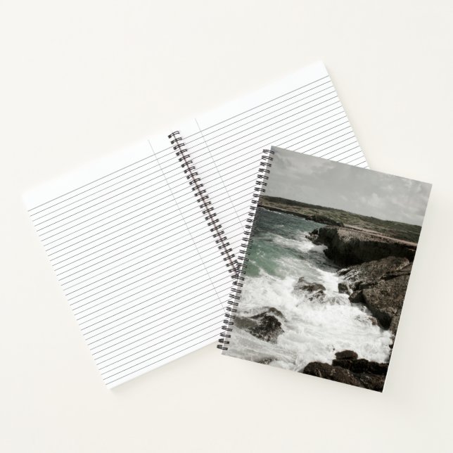 Crashing Waves Coastal Spiral Notebook (Inside)
