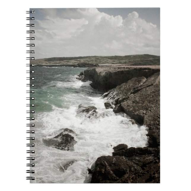 Crashing Waves Coastal  Spiral Photo Notebook (Front)