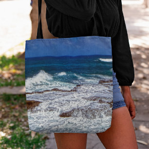 Crashing Waves On Rocks Tote Bag