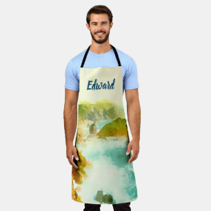 Crashing Waves Watercolor Apron