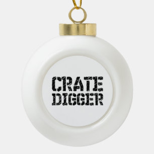Crate Digger Ceramic Ball Christmas Ornament