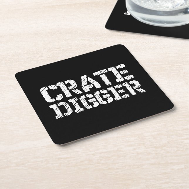 Crate Digger Square Paper Coaster (Angled)