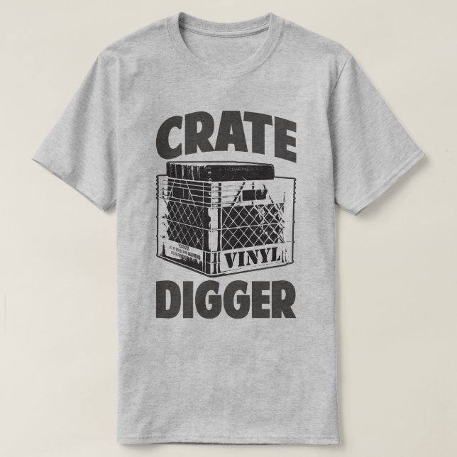 Crate Digger Vinyl Addict Junkie DJ Humour T-Shirt (Design Front)