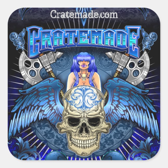 Cratemade Winged Skull Art Design sticker 2 (Front)