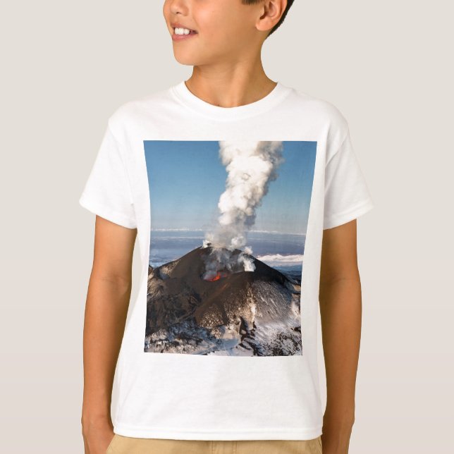 Crater eruption volcano: lava, gas, steam, ashes T-Shirt (Front)