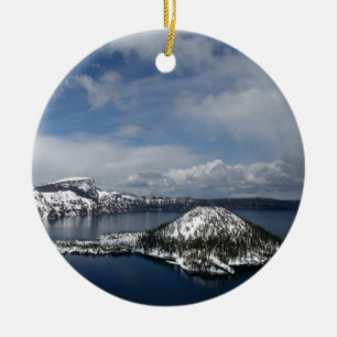 Crater Lake and Wizard Island Ceramic Ornament