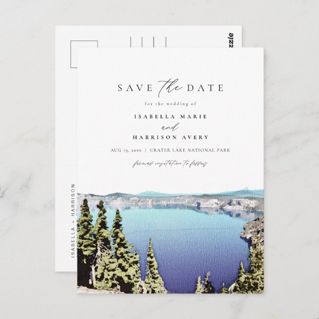 CRATER LAKE Destination Save the Date Postcard (Front/Back)
