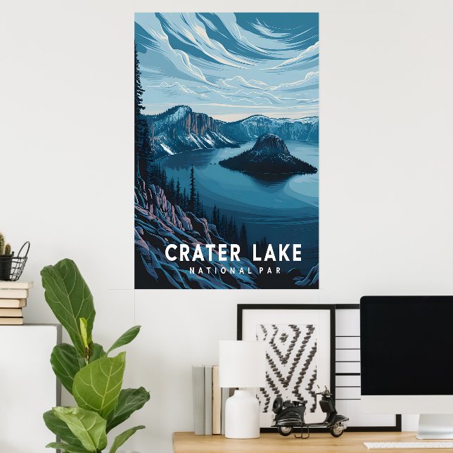 Crater Lake National Park: A Blue Oasis Poster (Home Office)