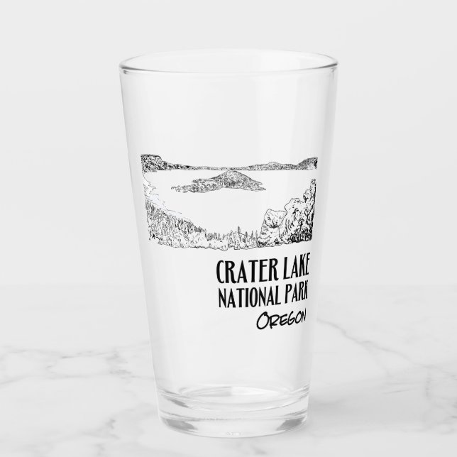 Crater Lake National Park Art Illustration Glass (Front)