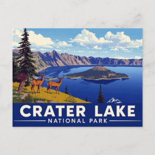 Crater Lake National Park Deer Art Postcard