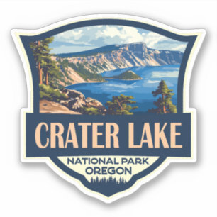 Crater Lake National Park Illustration Retro Badge