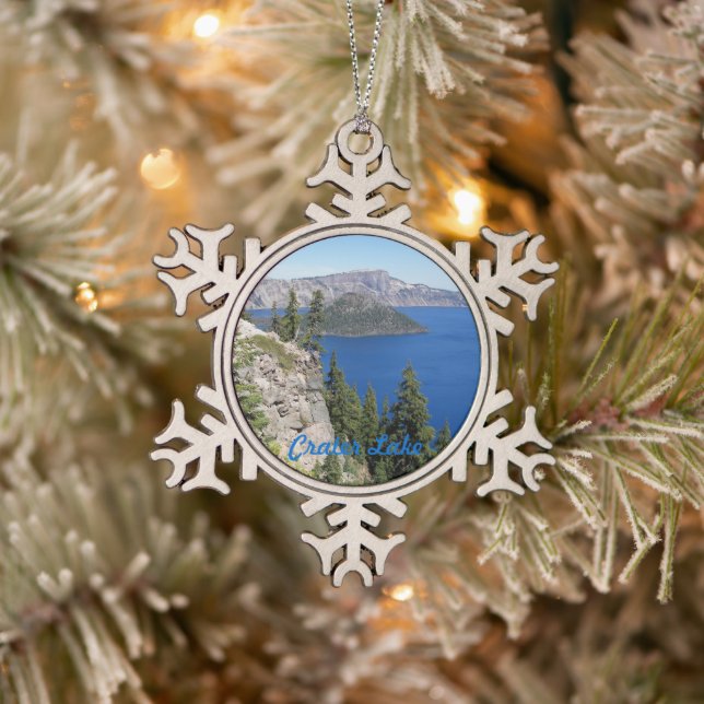 Crater Lake National Park Landscape Snowflake Pewter Christmas Ornament (Tree)