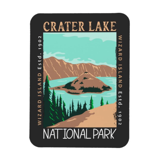 Crater Lake National Park Oregon Retro Distressed  Magnet (Vertical)