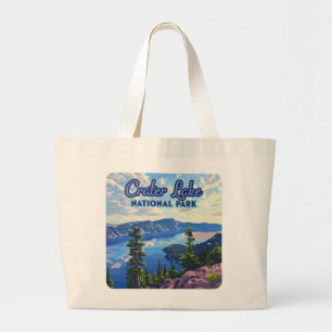 Crater Lake National Park Oregon Retro Large Tote Bag