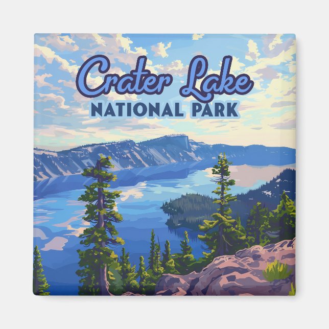 Crater Lake National Park Oregon Retro Magnet (Front)